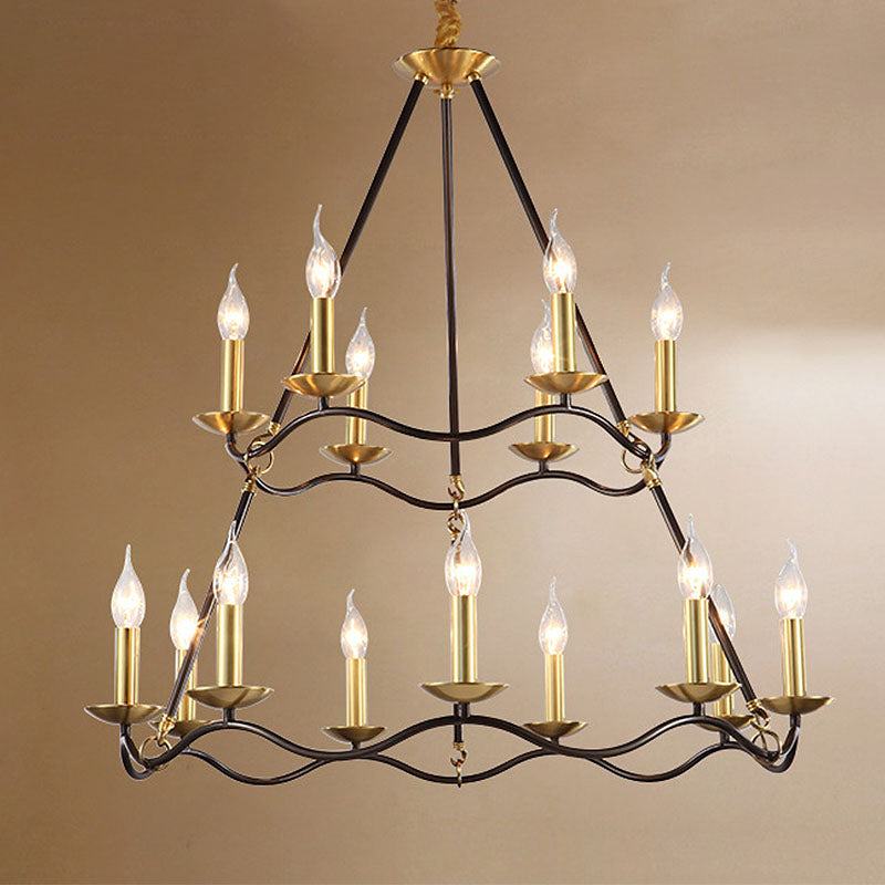 Metal Black Hanging Chandelier Candle 6/9/15 Bulbs Traditional Pendant Light Fixture for Living Room Clearhalo 'Ceiling Lights' 'Chandeliers' Lighting' options 246621