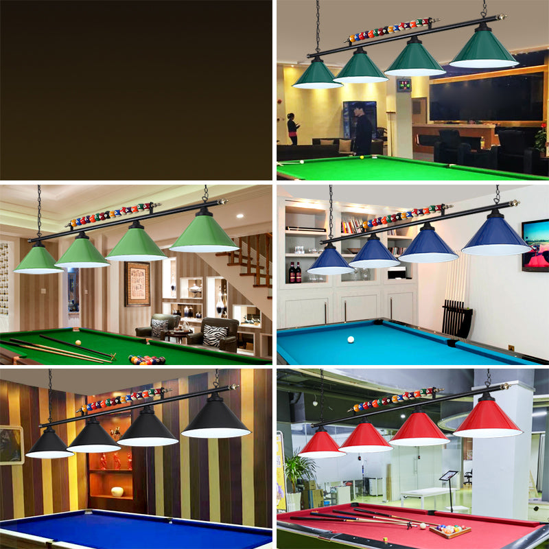 Iron Linear Island Ceiling Light Industrial Country Club Billiard Chandelier with Cone Shade Clearhalo 'Ceiling Lights' 'Island Lights' Lighting' 2466218