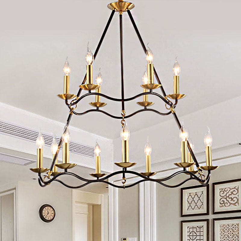 Metal Black Hanging Chandelier Candle 6/9/15 Bulbs Traditional Pendant Light Fixture for Living Room Clearhalo 'Ceiling Lights' 'Chandeliers' Lighting' options 246622