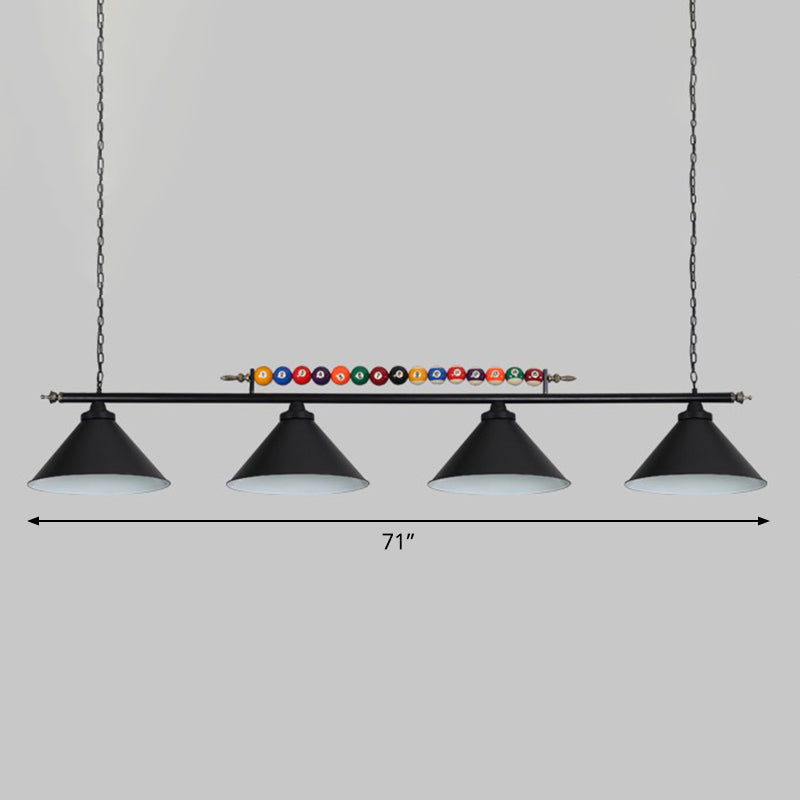 Iron Linear Island Ceiling Light Industrial Country Club Billiard Chandelier with Cone Shade Clearhalo 'Ceiling Lights' 'Island Lights' Lighting' 2466237