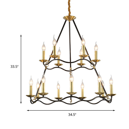Metal Black Hanging Chandelier Candle 6/9/15 Bulbs Traditional Pendant Light Fixture for Living Room Clearhalo 'Ceiling Lights' 'Chandeliers' Lighting' options 246623