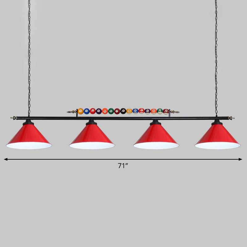 Iron Linear Island Ceiling Light Industrial Country Club Billiard Chandelier with Cone Shade Clearhalo 'Ceiling Lights' 'Island Lights' Lighting' 2466241