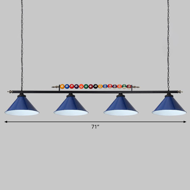 Iron Linear Island Ceiling Light Industrial Country Club Billiard Chandelier with Cone Shade Clearhalo 'Ceiling Lights' 'Island Lights' Lighting' 2466247