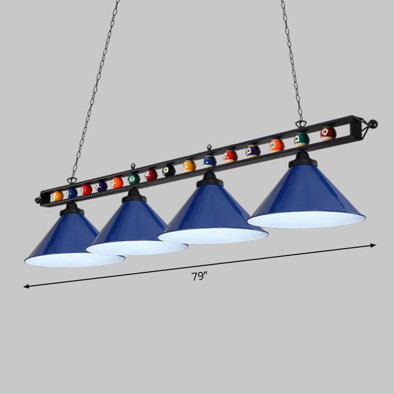 Iron Linear Island Ceiling Light Industrial Country Club Billiard Chandelier with Cone Shade Clearhalo 'Ceiling Lights' 'Island Lights' Lighting' 2466250