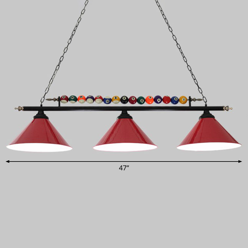 Iron Linear Island Ceiling Light Industrial Country Club Billiard Chandelier with Cone Shade Clearhalo 'Ceiling Lights' 'Island Lights' Lighting' 2466256