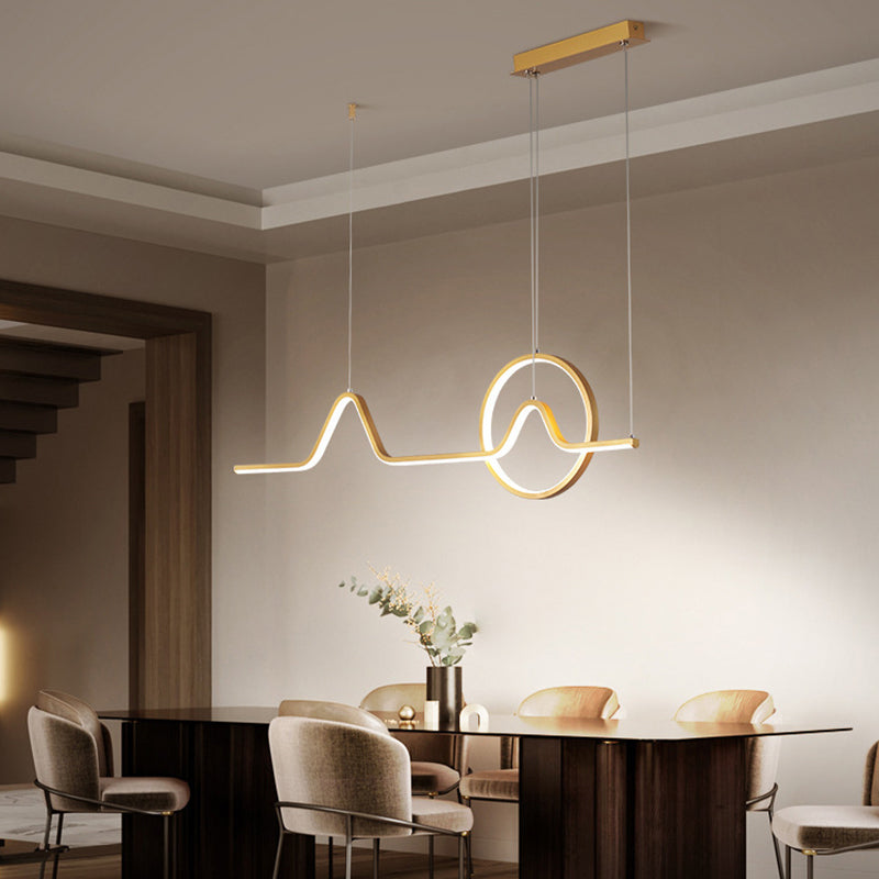 Minimalistic Curve Island Light Fixture Metallic Living Room Suspension Lighting Clearhalo 'Ceiling Lights' 'Island Lights' Lighting' 2466258