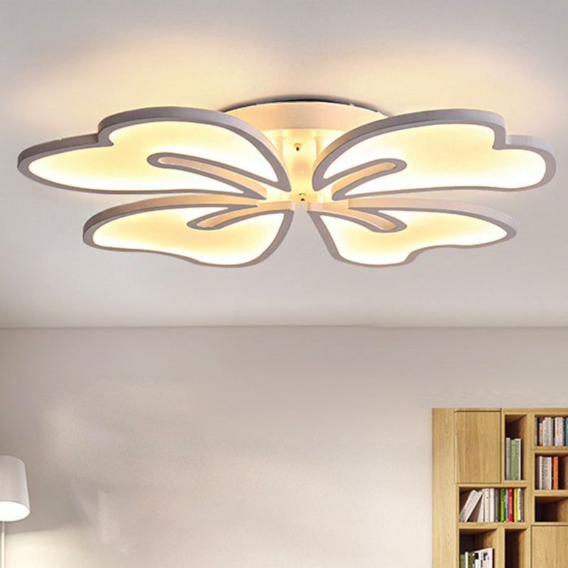 Contemporary Flower Flush Mount Acrylic 3/4/5-Light Bedroom Flush Ceiling Lamp in Warm/White/Natural Light 4 White Clearhalo 'Ceiling Lights' 'Close To Ceiling Lights' 'Close to ceiling' 'Flush mount' Lighting' 246627