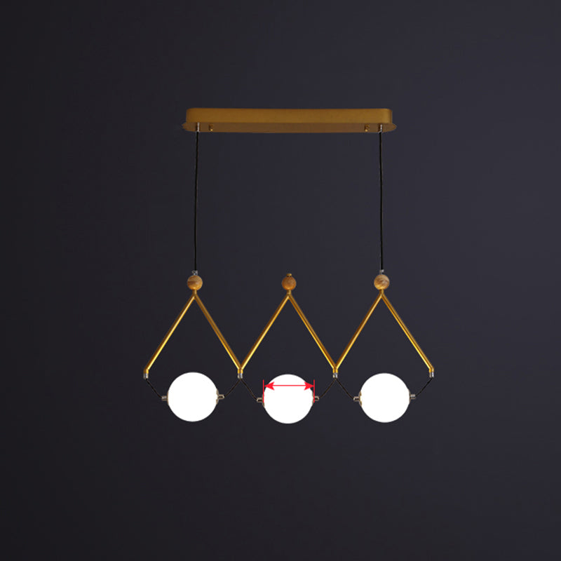 Ball Restaurant Suspension Light Ivory Glass Minimalist Creative Island Lighting Fixture 3 Gold Clearhalo 'Ceiling Lights' 'Island Lights' Lighting' 2466282