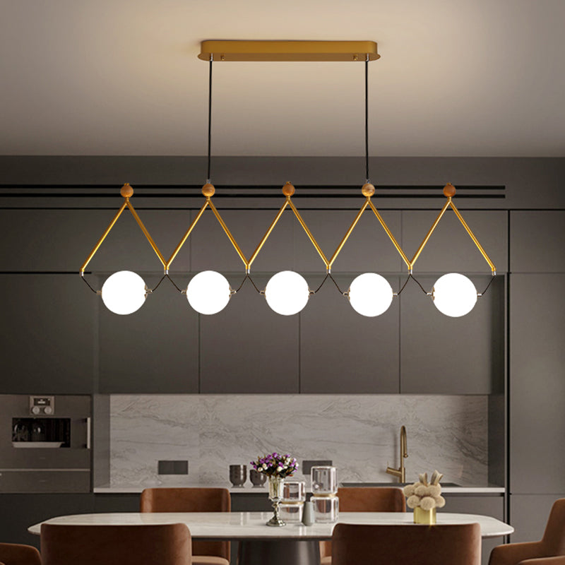 Ball Restaurant Suspension Light Ivory Glass Minimalist Creative Island Lighting Fixture Clearhalo 'Ceiling Lights' 'Island Lights' Lighting' 2466283