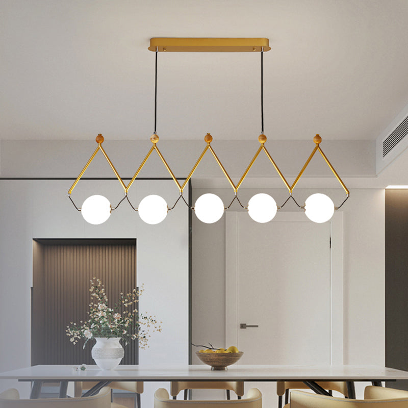 Ball Restaurant Suspension Light Ivory Glass Minimalist Creative Island Lighting Fixture Clearhalo 'Ceiling Lights' 'Island Lights' Lighting' 2466285