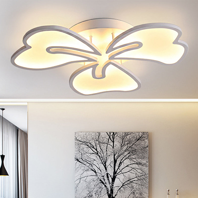 Contemporary Flower Flush Mount Acrylic 3/4/5-Light Bedroom Flush Ceiling Lamp in Warm/White/Natural Light 3 White Clearhalo 'Ceiling Lights' 'Close To Ceiling Lights' 'Close to ceiling' 'Flush mount' Lighting' 246629