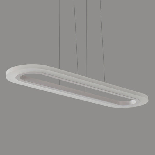 Oblong Office Island Ceiling Light Acrylic Simple Style LED Pendulum Light in Silver Clearhalo 'Ceiling Lights' 'Island Lights' Lighting' 2466305