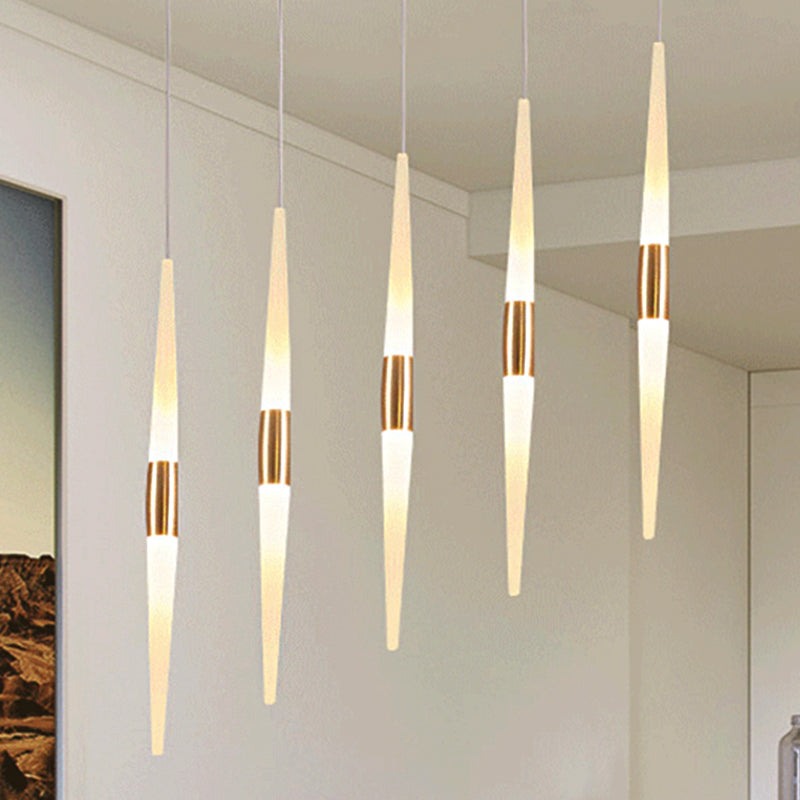 Acrylic Flute Cluster Pendant Light Modernist 5/6 Lights White Ceiling Hanging Lamp Fixture with Round/Linear Canopy in White/Warm Light 5 White Clearhalo 'Ceiling Lights' 'Modern Pendants' 'Modern' 'Pendant Lights' 'Pendants' Lighting' 246633