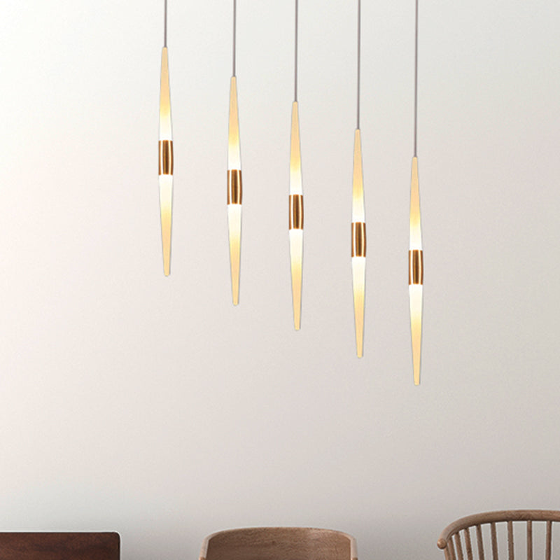 Acrylic Flute Cluster Pendant Light Modernist 5/6 Lights White Ceiling Hanging Lamp Fixture with Round/Linear Canopy in White/Warm Light Clearhalo 'Ceiling Lights' 'Modern Pendants' 'Modern' 'Pendant Lights' 'Pendants' Lighting' 246634