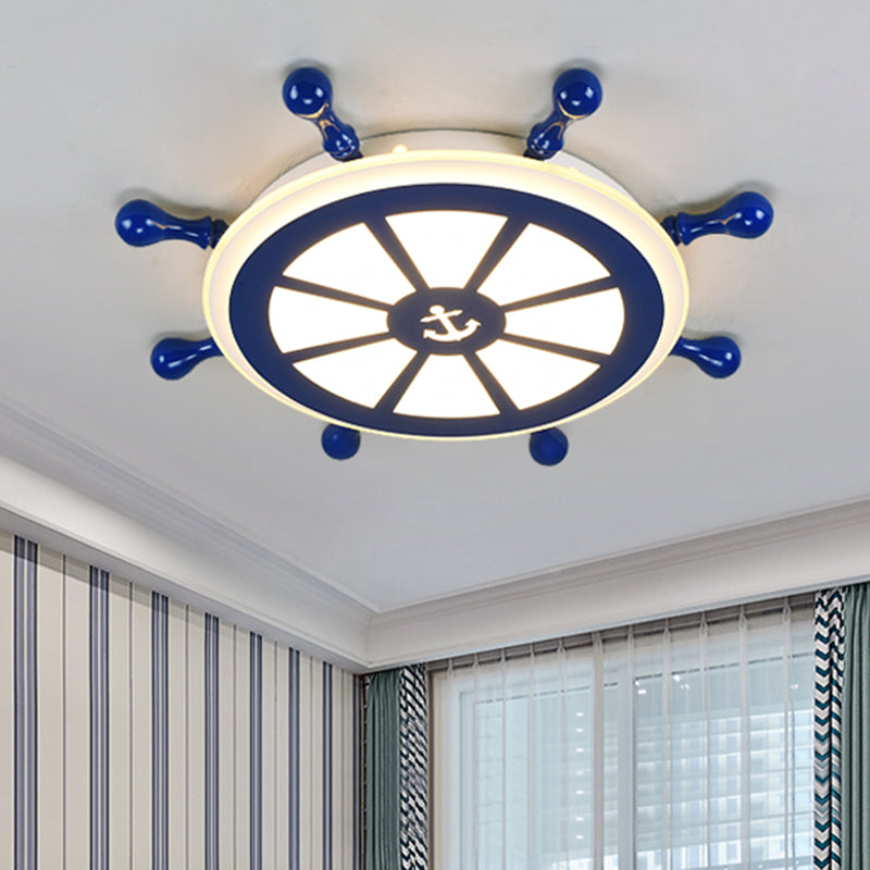 Rudder Kids Room Ceiling Lighting Acrylic Creative LED Flush Mount Lamp in Navy Blue Blue Clearhalo 'Ceiling Lights' 'Close To Ceiling Lights' 'Close to ceiling' 'Flush mount' Lighting' 2466357