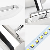 Contemporary Linear Picture Lamp Stainless Steel Bathroom LED Wall Vanity Light in Chrome Clearhalo 'Modern wall lights' 'Modern' 'Vanity Lights' 'Wall Lights' Lighting' 2466541