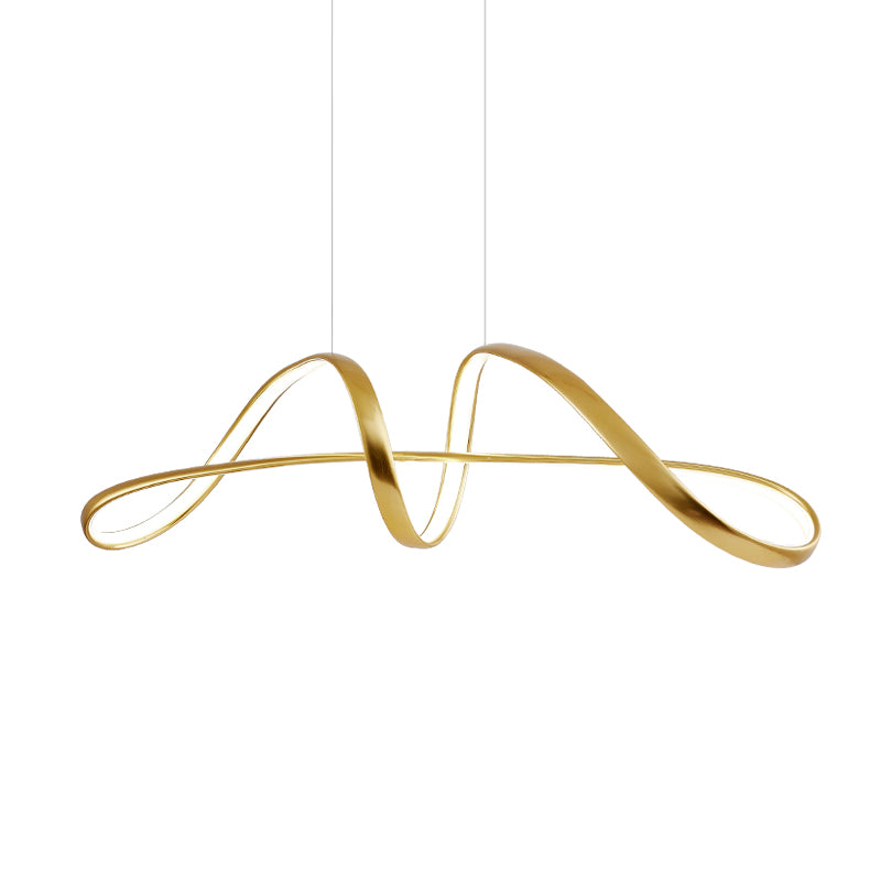 Gold Plated Twist Suspension Lamp Nordic Metal LED over Island Lighting for Restaurant Clearhalo 'Ceiling Lights' 'Island Lights' Lighting' 2466581