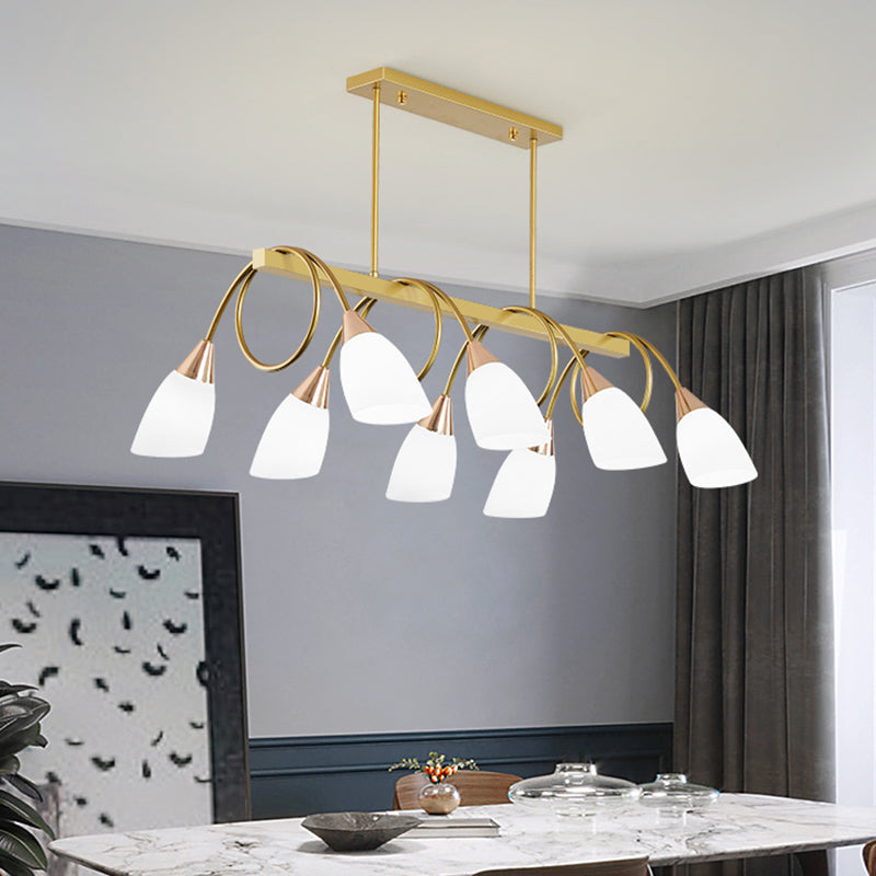 Tulip Shade Island Lamp Contemporary Milk Glass Restaurant Pendant Light Fixture Clearhalo 'Ceiling Lights' 'Island Lights' Lighting' 2466587