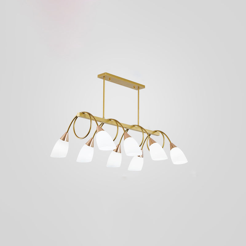 Tulip Shade Island Lamp Contemporary Milk Glass Restaurant Pendant Light Fixture 8 Gold Clearhalo 'Ceiling Lights' 'Island Lights' Lighting' 2466588