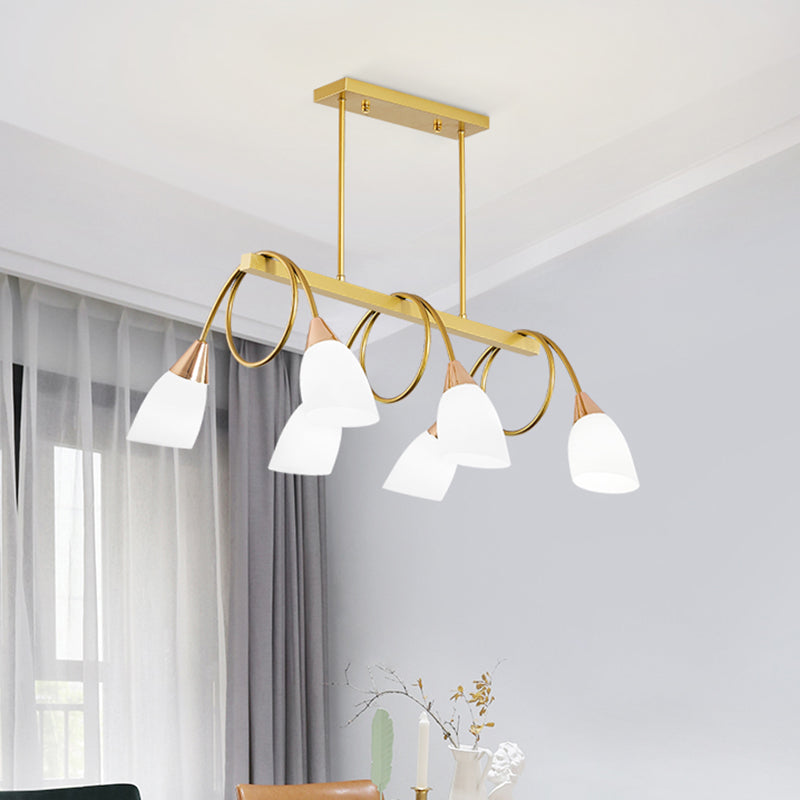 Tulip Shade Island Lamp Contemporary Milk Glass Restaurant Pendant Light Fixture Clearhalo 'Ceiling Lights' 'Island Lights' Lighting' 2466589