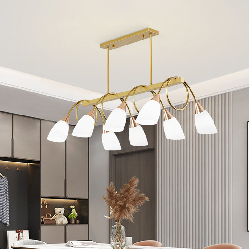 Tulip Shade Island Lamp Contemporary Milk Glass Restaurant Pendant Light Fixture Clearhalo 'Ceiling Lights' 'Island Lights' Lighting' 2466590