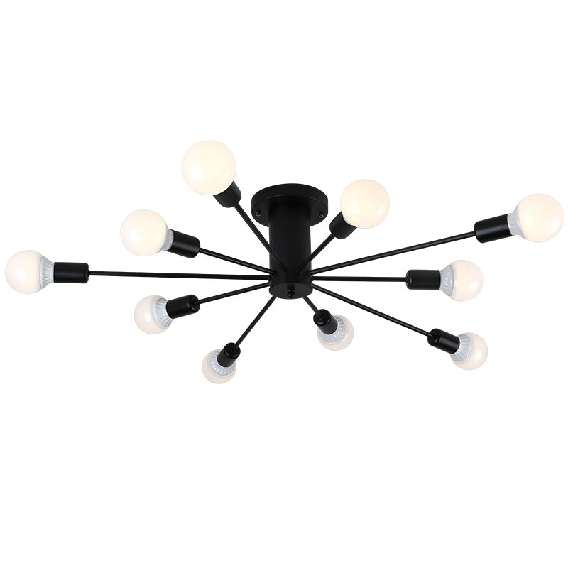 Burst Style Living Room Ceiling Flush Mount Industrial Metal Semi Flush Light Fixture Clearhalo 'Ceiling Lights' 'Close To Ceiling Lights' 'Close to ceiling' 'Semi-flushmount' Lighting' 2466599