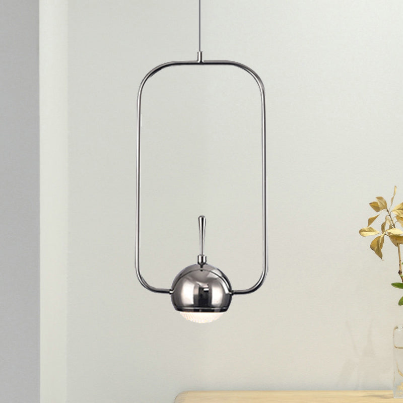 Rectangular/Triangular/Circular Wire Frame Ceiling Pendant Contemporary Metal 1 Light Chrome/Gold Pendant Light Fixture for Bedroom Chrome A Clearhalo 'Ceiling Lights' 'Modern Pendants' 'Modern' 'Pendant Lights' 'Pendants' Lighting' 246660