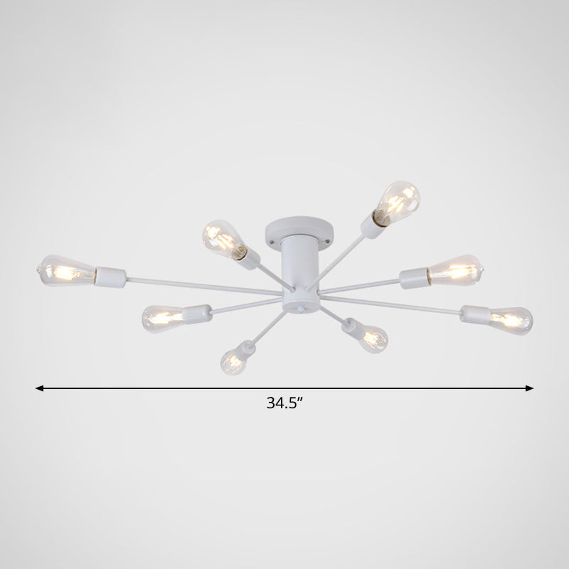 Burst Style Living Room Ceiling Flush Mount Industrial Metal Semi Flush Light Fixture Clearhalo 'Ceiling Lights' 'Close To Ceiling Lights' 'Close to ceiling' 'Semi-flushmount' Lighting' 2466609