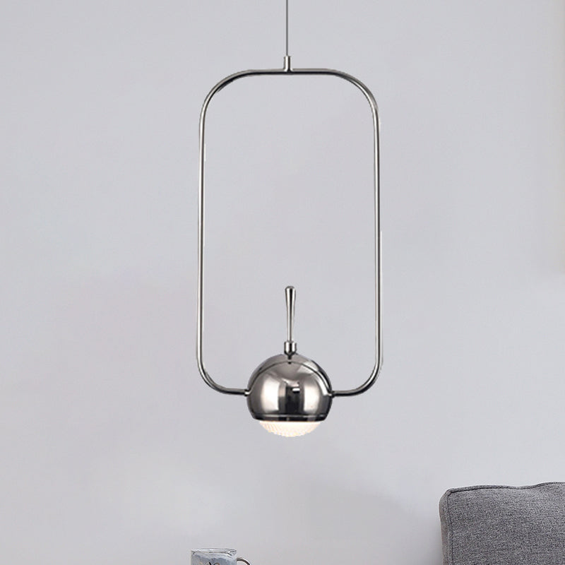 Rectangular/Triangular/Circular Wire Frame Ceiling Pendant Contemporary Metal 1 Light Chrome/Gold Pendant Light Fixture for Bedroom Clearhalo 'Ceiling Lights' 'Modern Pendants' 'Modern' 'Pendant Lights' 'Pendants' Lighting' 246661