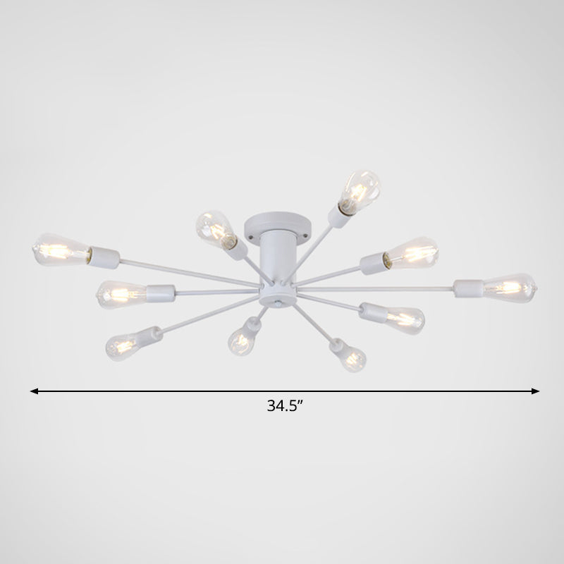 Burst Style Living Room Ceiling Flush Mount Industrial Metal Semi Flush Light Fixture Clearhalo 'Ceiling Lights' 'Close To Ceiling Lights' 'Close to ceiling' 'Semi-flushmount' Lighting' 2466610