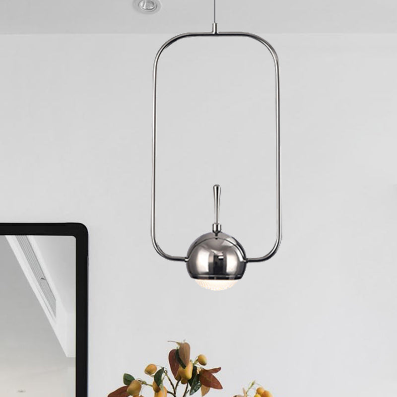 Rectangular/Triangular/Circular Wire Frame Ceiling Pendant Contemporary Metal 1 Light Chrome/Gold Pendant Light Fixture for Bedroom Clearhalo 'Ceiling Lights' 'Modern Pendants' 'Modern' 'Pendant Lights' 'Pendants' Lighting' 246662