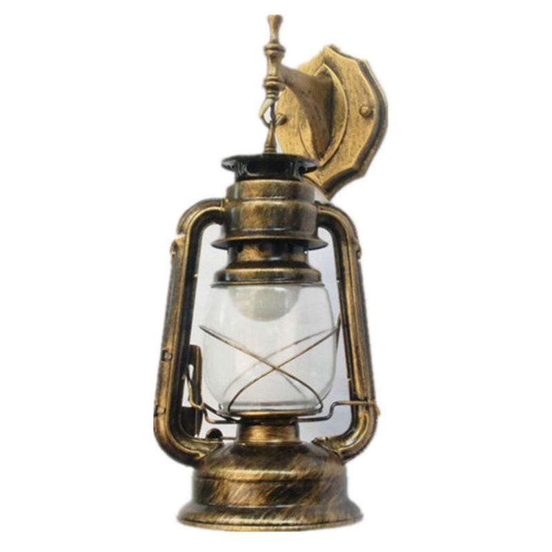 Transparent Glass Kerosene Lantern Wall Lighting Nautical Hallway Wall Mount Lamp 1.0 Bronze Clearhalo 'Art deco wall lights' 'Cast Iron' 'Glass' 'Industrial wall lights' 'Industrial' 'Middle century wall lights' 'Modern' 'Rustic wall lights' 'Tiffany' 'Traditional wall lights' 'Wall Lamps & Sconces' 'Wall Lights' Lighting' 2466627