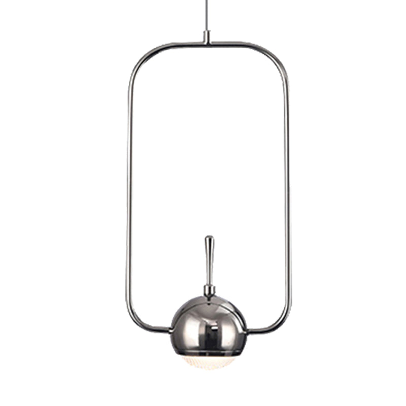 Rectangular/Triangular/Circular Wire Frame Ceiling Pendant Contemporary Metal 1 Light Chrome/Gold Pendant Light Fixture for Bedroom Clearhalo 'Ceiling Lights' 'Modern Pendants' 'Modern' 'Pendant Lights' 'Pendants' Lighting' 246663