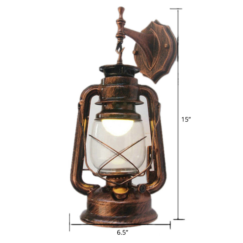 Transparent Glass Kerosene Lantern Wall Lighting Nautical Hallway Wall Mount Lamp 1.0 Copper Clearhalo 'Art deco wall lights' 'Cast Iron' 'Glass' 'Industrial wall lights' 'Industrial' 'Middle century wall lights' 'Modern' 'Rustic wall lights' 'Tiffany' 'Traditional wall lights' 'Wall Lamps & Sconces' 'Wall Lights' Lighting' 2466633