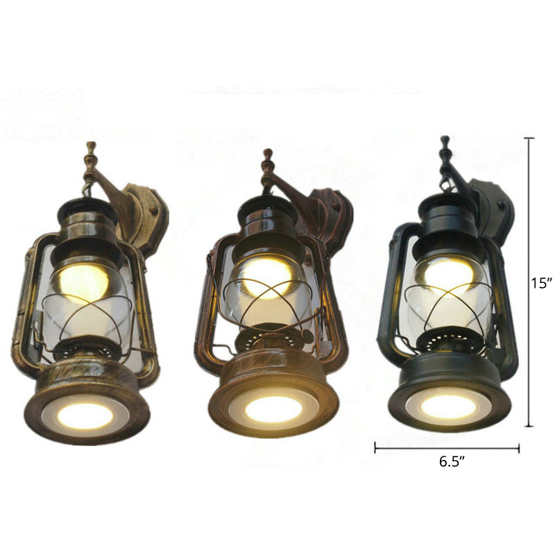 Transparent Glass Kerosene Lantern Wall Lighting Nautical Hallway Wall Mount Lamp Clearhalo 'Art deco wall lights' 'Cast Iron' 'Glass' 'Industrial wall lights' 'Industrial' 'Middle century wall lights' 'Modern' 'Rustic wall lights' 'Tiffany' 'Traditional wall lights' 'Wall Lamps & Sconces' 'Wall Lights' Lighting' 2466634