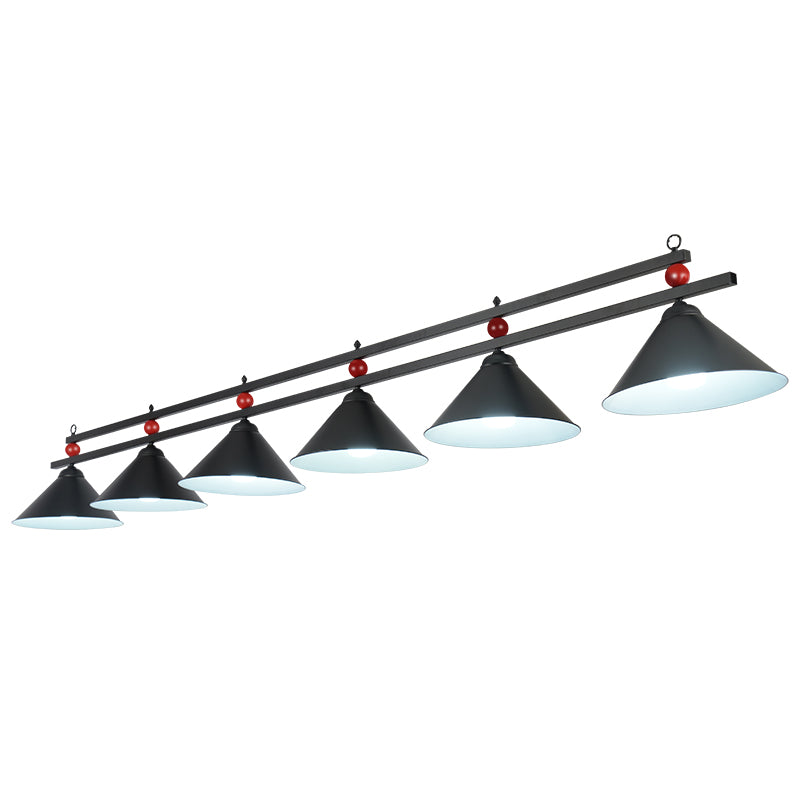 Industrial Conical Island Lamp Metal Pendant Ceiling Light with Decorative Billiards 6 Black Clearhalo 'Ceiling Lights' 'Island Lights' Lighting' 2466667