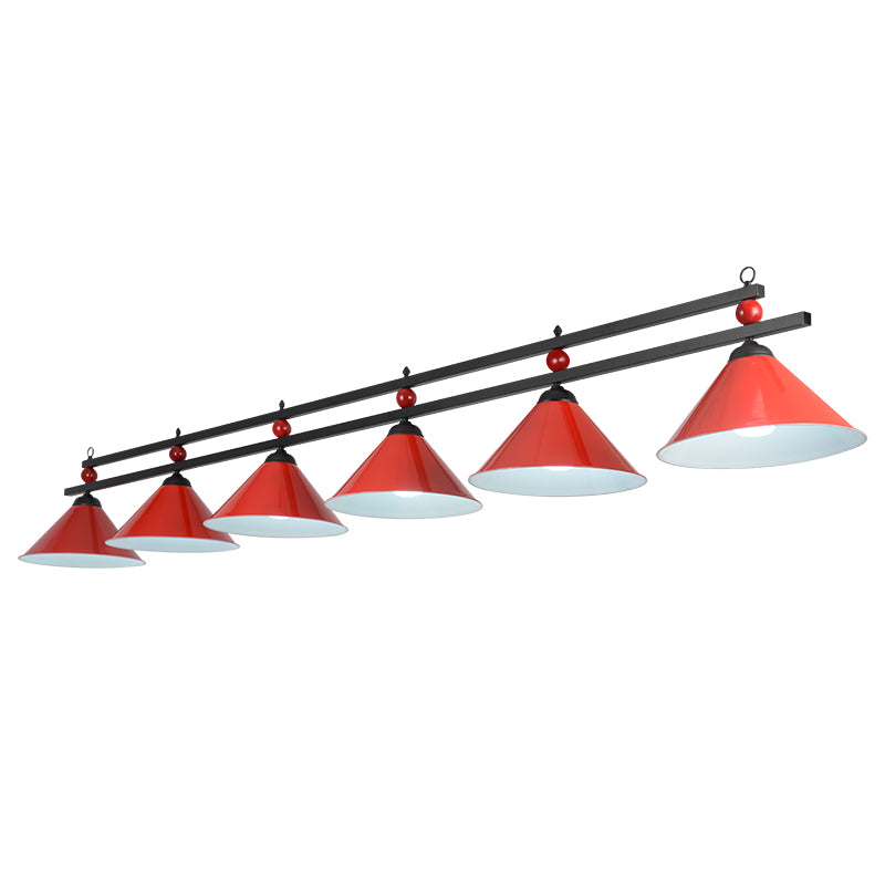 Industrial Conical Island Lamp Metal Pendant Ceiling Light with Decorative Billiards 6 Red Clearhalo 'Ceiling Lights' 'Island Lights' Lighting' 2466669