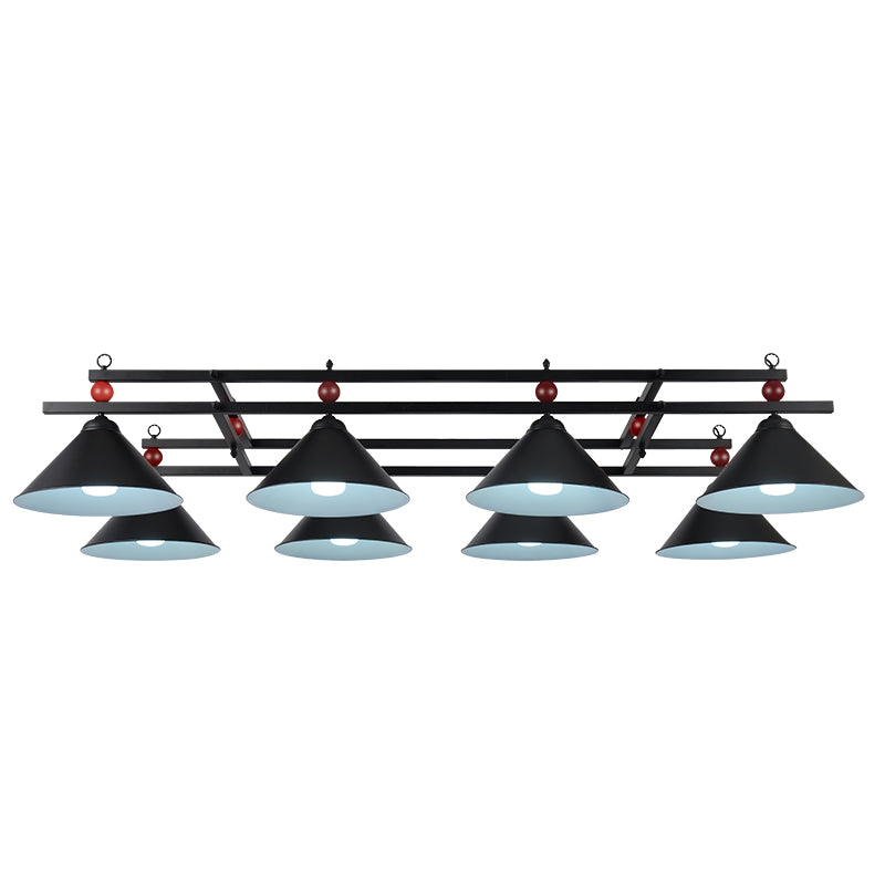 Industrial Conical Island Lamp Metal Pendant Ceiling Light with Decorative Billiards 8 Black Clearhalo 'Ceiling Lights' 'Island Lights' Lighting' 2466674