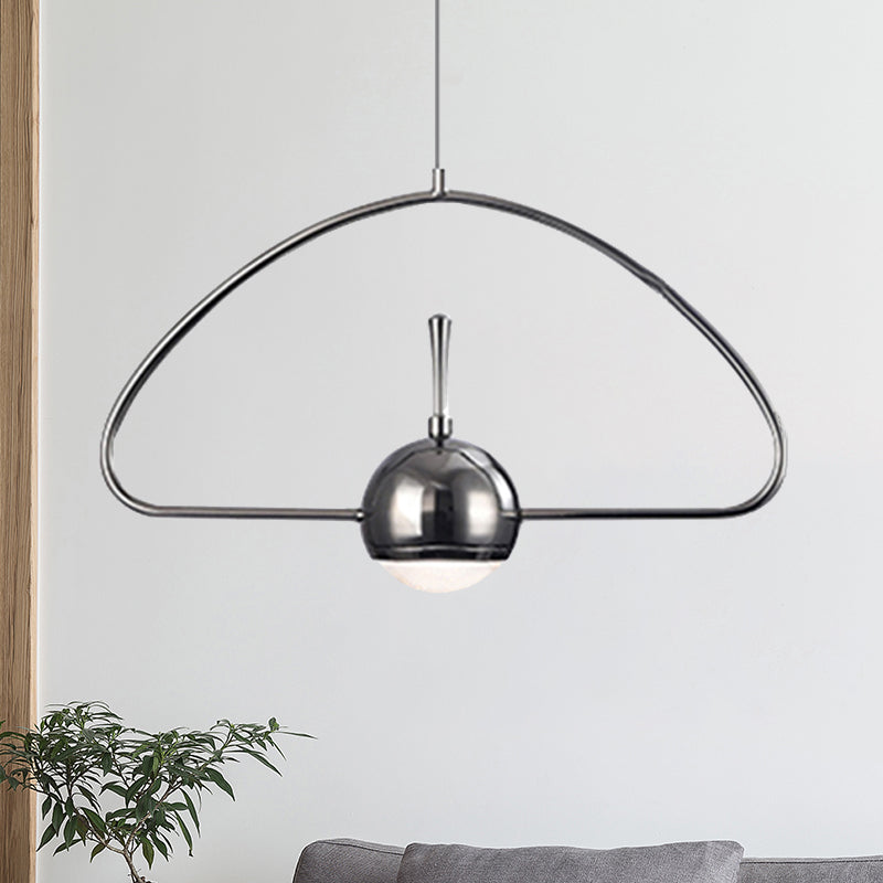 Rectangular/Triangular/Circular Wire Frame Ceiling Pendant Contemporary Metal 1 Light Chrome/Gold Pendant Light Fixture for Bedroom Chrome C Clearhalo 'Ceiling Lights' 'Modern Pendants' 'Modern' 'Pendant Lights' 'Pendants' Lighting' 246668