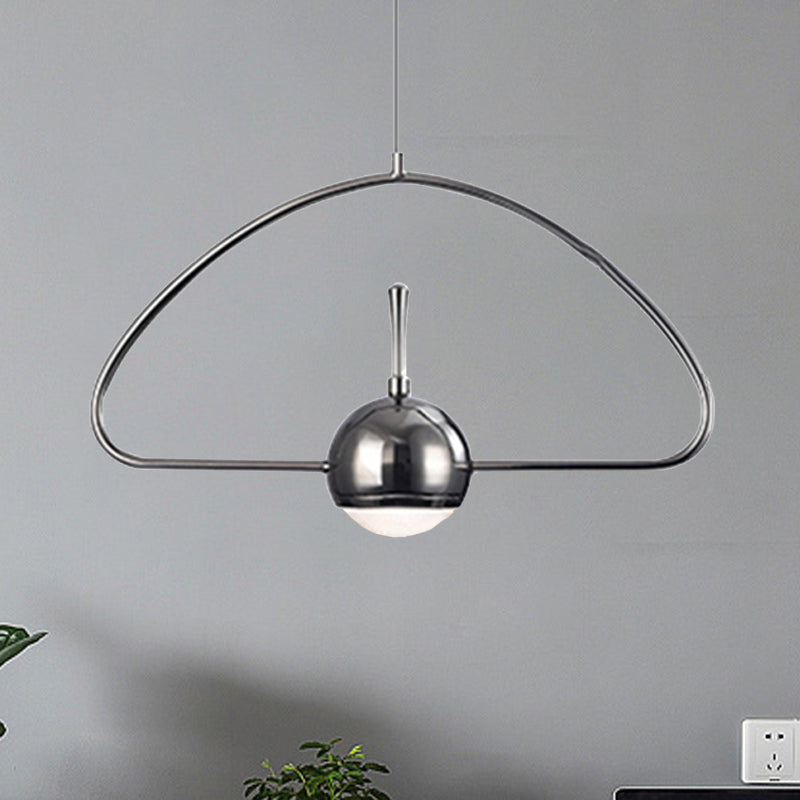 Rectangular/Triangular/Circular Wire Frame Ceiling Pendant Contemporary Metal 1 Light Chrome/Gold Pendant Light Fixture for Bedroom Clearhalo 'Ceiling Lights' 'Modern Pendants' 'Modern' 'Pendant Lights' 'Pendants' Lighting' 246669