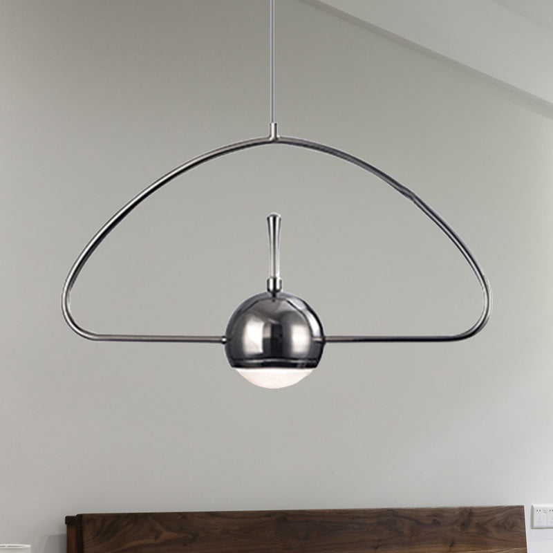 Rectangular/Triangular/Circular Wire Frame Ceiling Pendant Contemporary Metal 1 Light Chrome/Gold Pendant Light Fixture for Bedroom Clearhalo 'Ceiling Lights' 'Modern Pendants' 'Modern' 'Pendant Lights' 'Pendants' Lighting' 246670