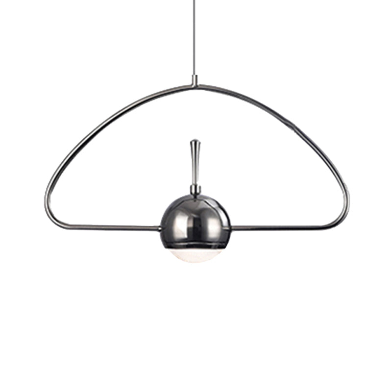 Rectangular/Triangular/Circular Wire Frame Ceiling Pendant Contemporary Metal 1 Light Chrome/Gold Pendant Light Fixture for Bedroom Clearhalo 'Ceiling Lights' 'Modern Pendants' 'Modern' 'Pendant Lights' 'Pendants' Lighting' 246671