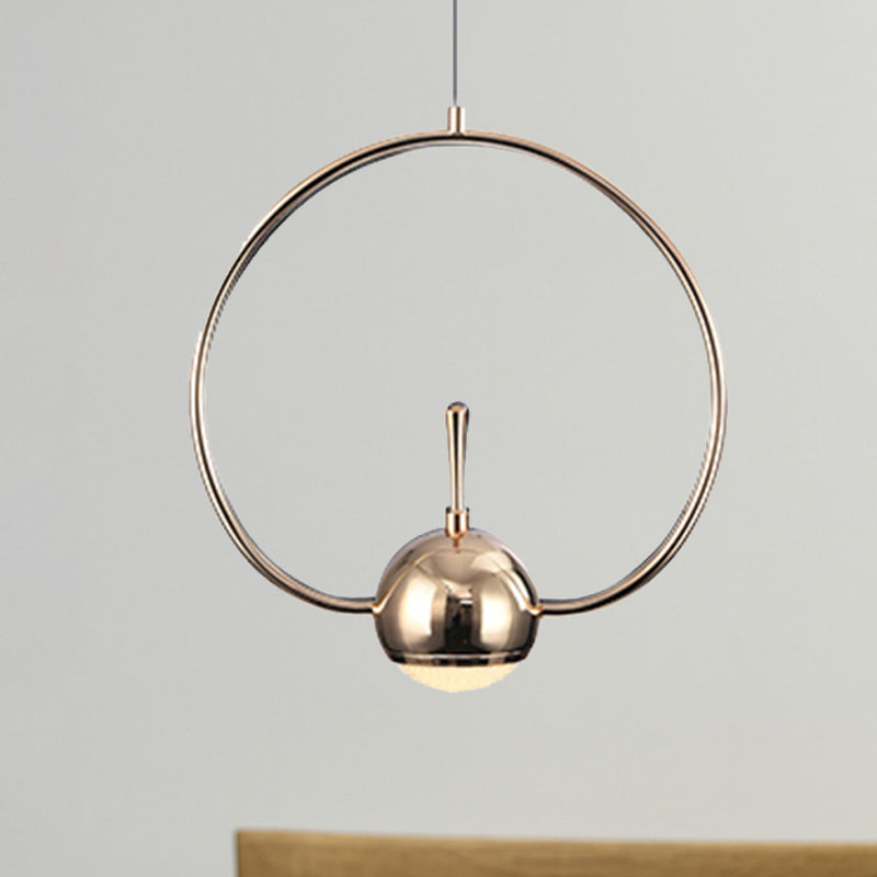 Rectangular/Triangular/Circular Wire Frame Ceiling Pendant Contemporary Metal 1 Light Chrome/Gold Pendant Light Fixture for Bedroom Clearhalo 'Ceiling Lights' 'Modern Pendants' 'Modern' 'Pendant Lights' 'Pendants' Lighting' 246674