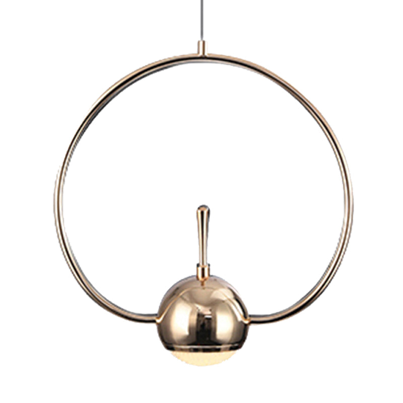 Rectangular/Triangular/Circular Wire Frame Ceiling Pendant Contemporary Metal 1 Light Chrome/Gold Pendant Light Fixture for Bedroom Clearhalo 'Ceiling Lights' 'Modern Pendants' 'Modern' 'Pendant Lights' 'Pendants' Lighting' 246675