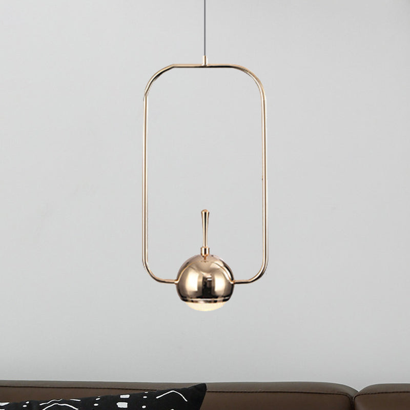 Rectangular/Triangular/Circular Wire Frame Ceiling Pendant Contemporary Metal 1 Light Chrome/Gold Pendant Light Fixture for Bedroom Clearhalo 'Ceiling Lights' 'Modern Pendants' 'Modern' 'Pendant Lights' 'Pendants' Lighting' 246677