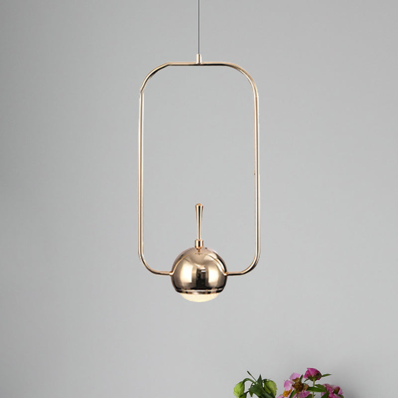 Rectangular/Triangular/Circular Wire Frame Ceiling Pendant Contemporary Metal 1 Light Chrome/Gold Pendant Light Fixture for Bedroom Clearhalo 'Ceiling Lights' 'Modern Pendants' 'Modern' 'Pendant Lights' 'Pendants' Lighting' 246678