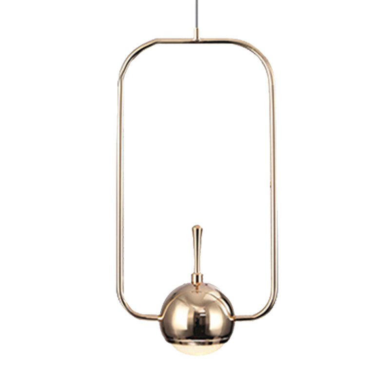 Rectangular/Triangular/Circular Wire Frame Ceiling Pendant Contemporary Metal 1 Light Chrome/Gold Pendant Light Fixture for Bedroom Clearhalo 'Ceiling Lights' 'Modern Pendants' 'Modern' 'Pendant Lights' 'Pendants' Lighting' 246679