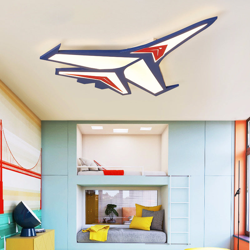 Navy Blue Airplane Flush Ceiling Light Cartoon Acrylic LED Flush Mount for Child Room Blue Clearhalo 'Ceiling Lights' 'Close To Ceiling Lights' 'Close to ceiling' 'Flush mount' Lighting' 2466794