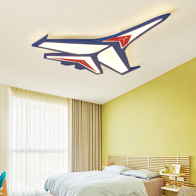 Navy Blue Airplane Flush Ceiling Light Cartoon Acrylic LED Flush Mount for Child Room Clearhalo 'Ceiling Lights' 'Close To Ceiling Lights' 'Close to ceiling' 'Flush mount' Lighting' 2466796