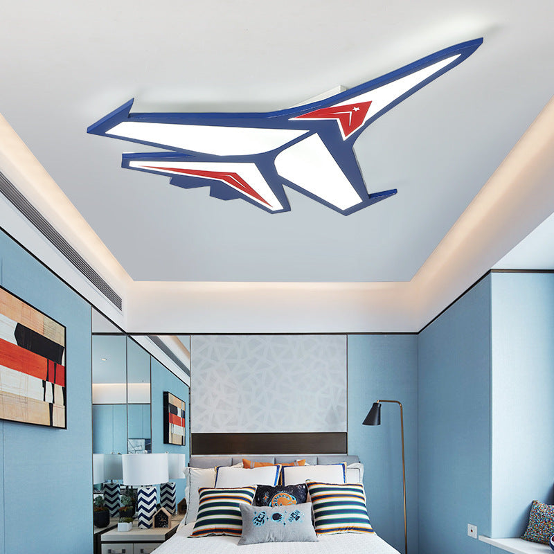 Navy Blue Airplane Flush Ceiling Light Cartoon Acrylic LED Flush Mount for Child Room Clearhalo 'Ceiling Lights' 'Close To Ceiling Lights' 'Close to ceiling' 'Flush mount' Lighting' 2466797